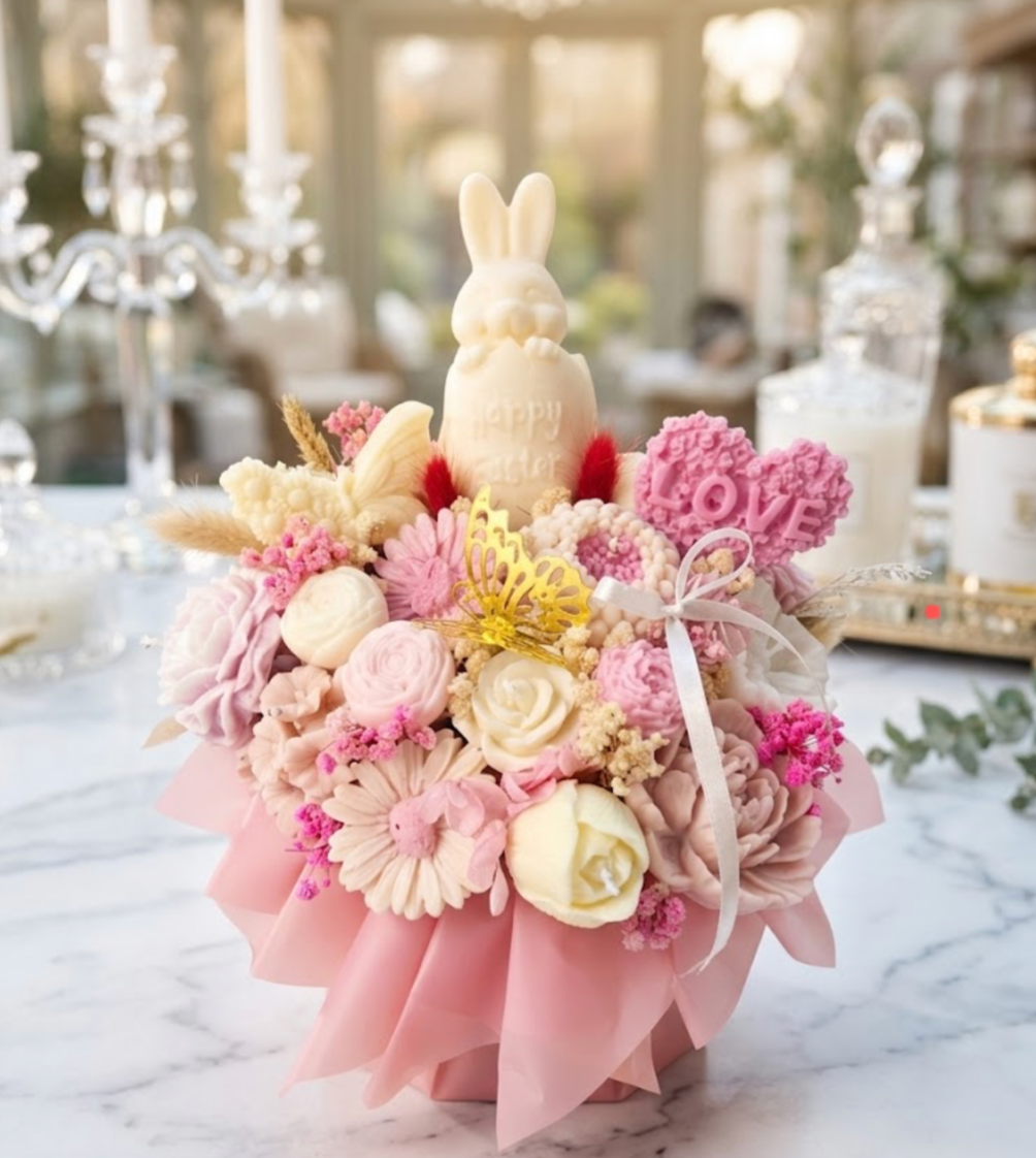 Bloom Bunny's Easter - shop_name candles bouquet handmade crafted candlesbouquet bloomcandlesbyuna waxmeltcandles candlesrose rose tulip peony scentcandles soywaxcandles