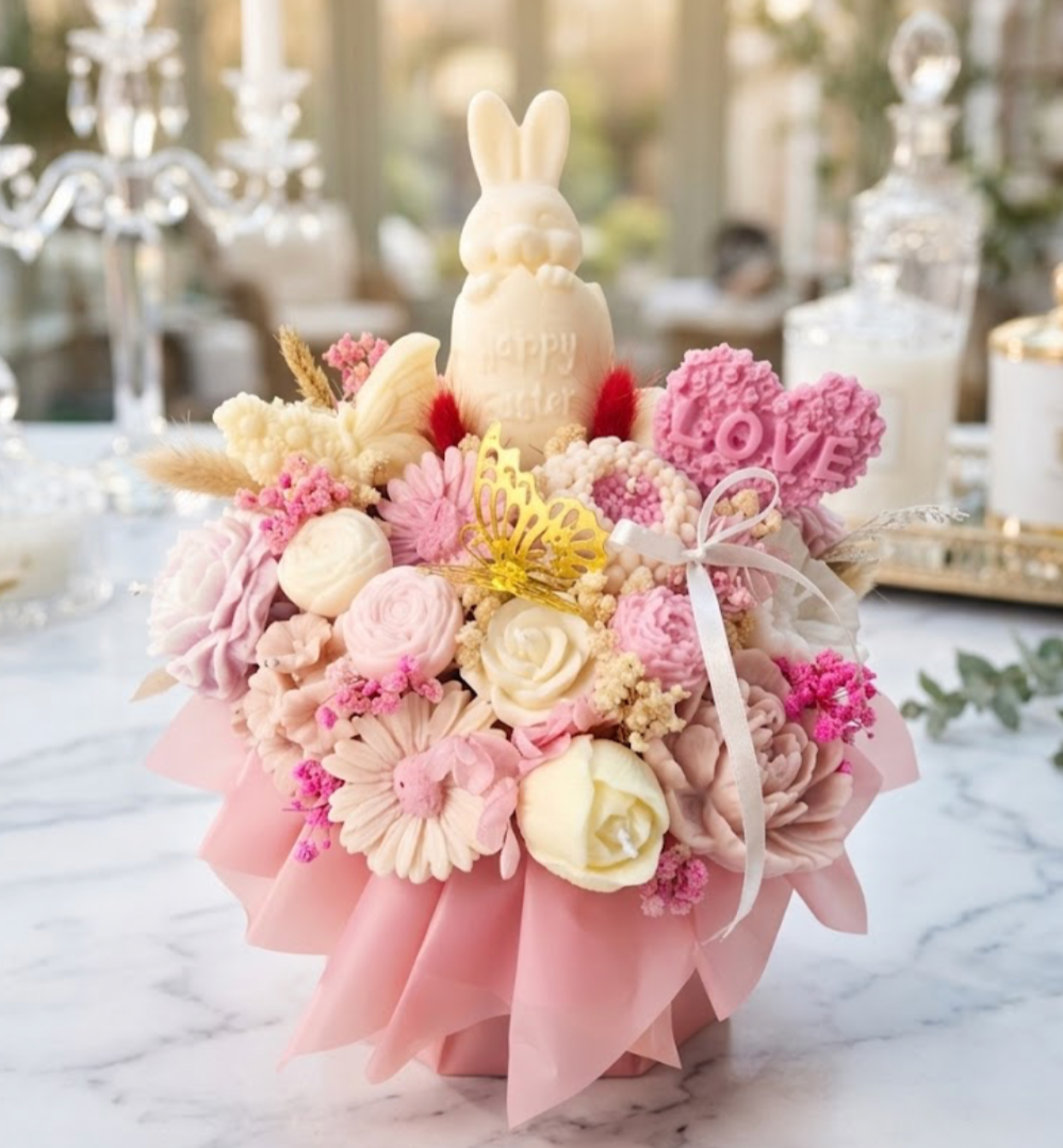 Bloom Bunny's Easter - shop_name candles bouquet handmade crafted candlesbouquet bloomcandlesbyuna waxmeltcandles candlesrose rose tulip peony scentcandles soywaxcandles
