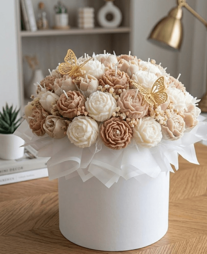 Bloom Spirit Brown - shop_name candles bouquet handmade crafted candlesbouquet bloomcandlesbyuna waxmeltcandles candlesrose rose tulip peony scentcandles soywaxcandles