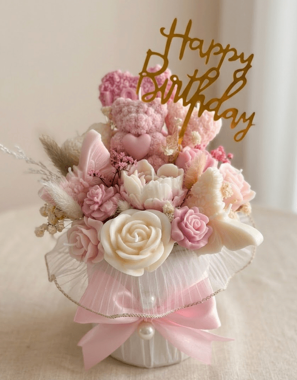 Amour of Blush and Birthday Wonders - shop_name candles bouquet handmade crafted candlesbouquet bloomcandlesbyuna waxmeltcandles candlesrose rose tulip peony scentcandles soywaxcandles