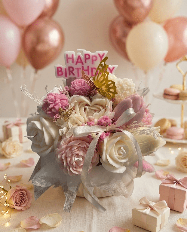Bloom Elegance - shop_name candles bouquet handmade crafted candlesbouquet bloomcandlesbyuna waxmeltcandles candlesrose rose tulip peony scentcandles soywaxcandles