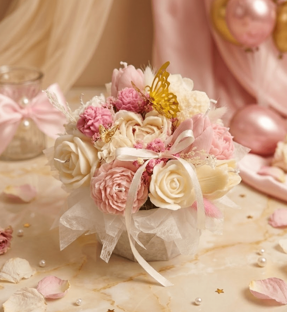 Bloom Elegance - shop_name candles bouquet handmade crafted candlesbouquet bloomcandlesbyuna waxmeltcandles candlesrose rose tulip peony scentcandles soywaxcandles
