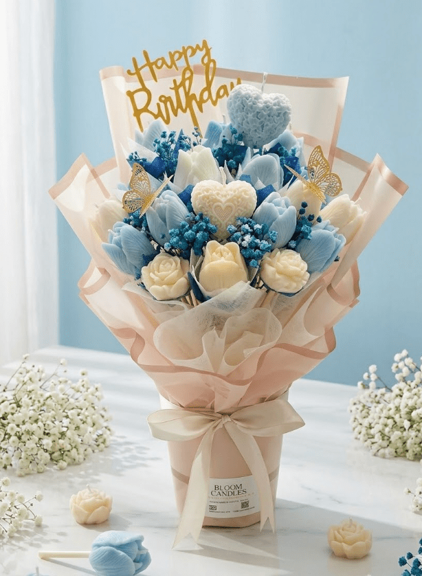 Amour Tulip Bouquet - shop_name candles bouquet handmade crafted candlesbouquet bloomcandlesbyuna waxmeltcandles candlesrose rose tulip peony scentcandles soywaxcandles