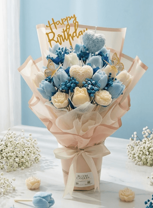 Amour Tulip Bouquet - shop_name candles bouquet handmade crafted candlesbouquet bloomcandlesbyuna waxmeltcandles candlesrose rose tulip peony scentcandles soywaxcandles