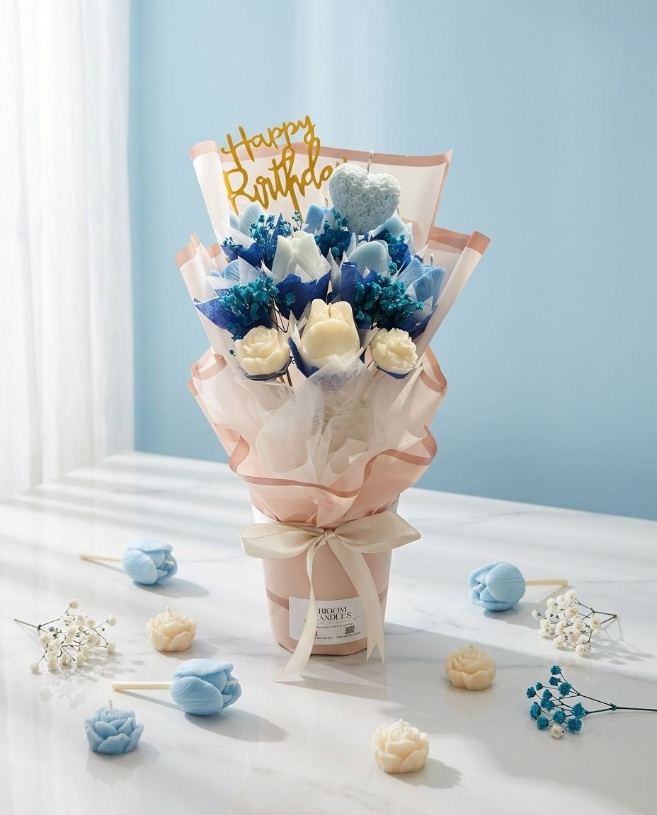 Amour Tulip Bouquet - shop_name candles bouquet handmade crafted candlesbouquet bloomcandlesbyuna waxmeltcandles candlesrose rose tulip peony scentcandles soywaxcandles